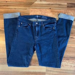 7FAM High Waist Straight Leg Dark Wash Jeans